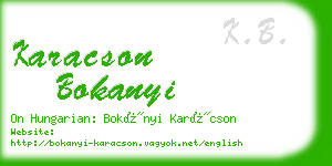 karacson bokanyi business card